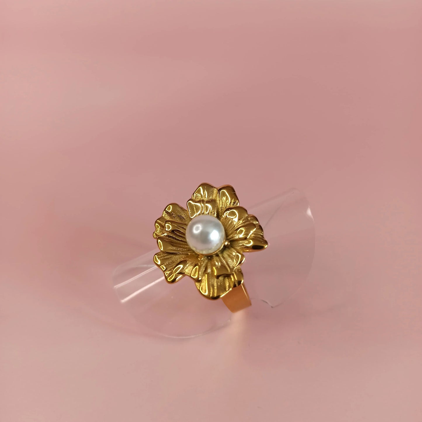 Bague en acier inoxydable - Camélia
