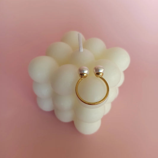 Bague en acier inoxydable avec des petites perles Celestia
