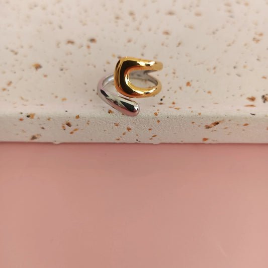 Bague en acier inoxydable doré argenté