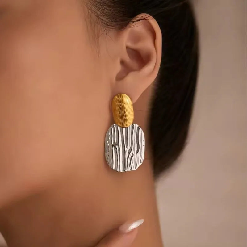 Boucles d'oreille en acier inoxydable, doré argenté