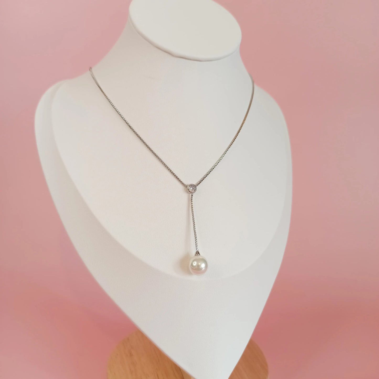 Collier en acier inoxydable Violeta avec une perle, en argenté