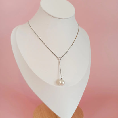 Collier en acier inoxydable Violeta avec une perle, en argenté