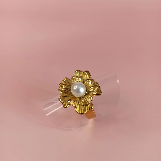 Bague en acier inoxydable - Camélia